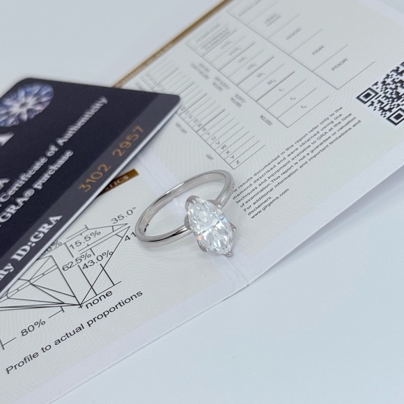 2ct Marquise Moissanite Diamond Ring Solid 925 silver - Picture 5 of 13